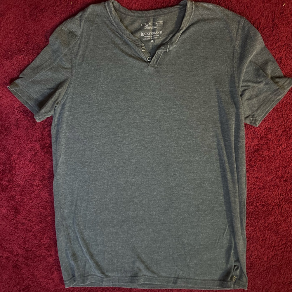 Men's Lucky Brand Venice Burnout Gray T-Shirt Cotton Blend Soft Distressed